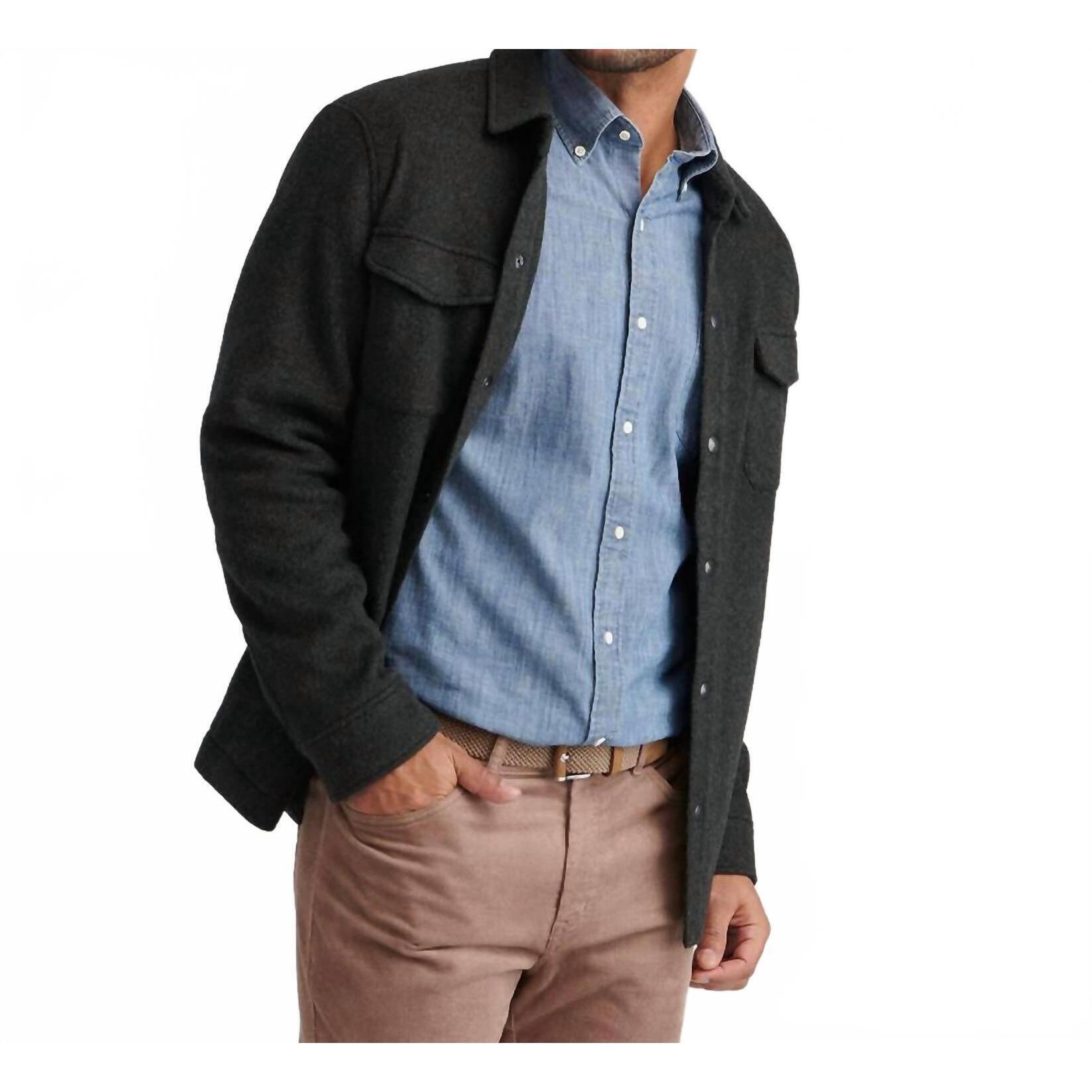New Peter Millar Crown Flex Merino Shirt Jacket In Dark Olive
